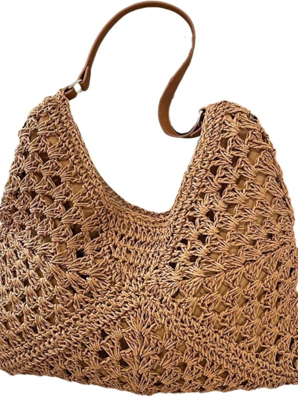 Women's Crochet Tote Bag Boho Woven Knit Hollow Out Beach Vacation Shoulder Bags